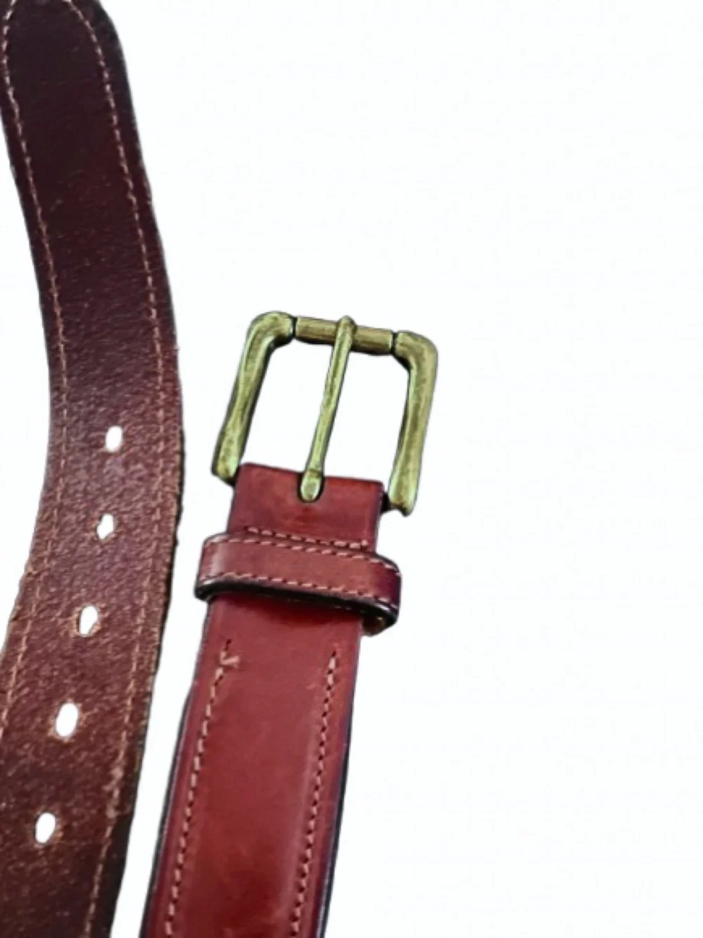 TOMMY HILFIGER L Leather Flag Nautical Belt Brown Large Size 49 Preppy